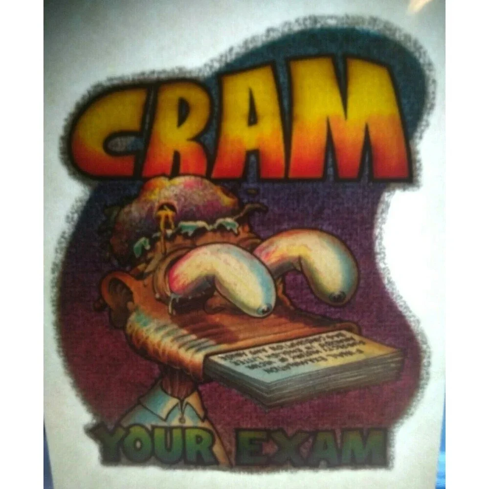 Cram Your Exam Screamin Gleamin Glitter Iron-On Decal Donruss Retro Vintage 70's